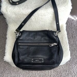 DKNY Donna Karan Black Pebbled Leather Crossbody Shoulder Handbag